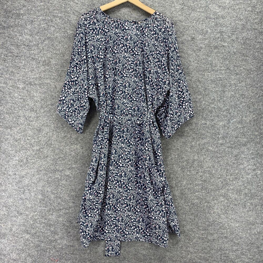 New Sonoma Dress Women Small Black Floral Belted Short Sleeve Open Front Casual - Picture 2 of 11